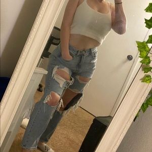American Eagle Distressed Mom Jeans